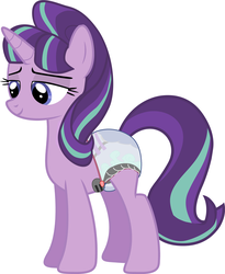 Size: 2274x2778 | Tagged: safe, artist:mlpcutepic, artist:shutterflyeqd, starlight glimmer, pony, unicorn, g4, the cutie map, diaper, diaper edit, female, high res, horn, mare, non-baby in diaper, s5 starlight, simple background, solo, vector, white background