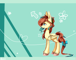 Size: 1600x1265 | Tagged: safe, artist:akiiri, oc, oc only, pegasus, pony, pegasus oc, solo, tail bow, wings