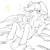 Size: 600x600 | Tagged: safe, artist:hiza take, apple bloom, applejack, g4, anatomically incorrect, dialogue, incorrect leg anatomy, japanese, monochrome, pixiv