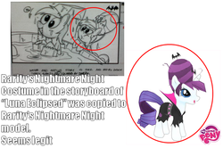 Size: 781x518 | Tagged: safe, gameloft, derpy hooves, rarity, pegasus, pony, g4, luna eclipsed, clothes, costume, female, mare, model, nightmare night costume, nightmare night rarity, seems legit, storyboard