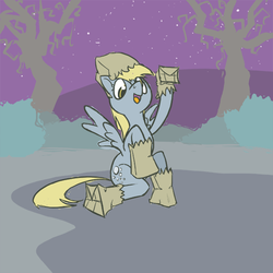 Size: 600x600 | Tagged: safe, artist:acidandgrit, derpy hooves, pegasus, pony, g4, female, mare, nightmare night, paper bag wizard, solo