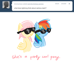 Size: 688x579 | Tagged: safe, artist:ask-the-fantasy-ponies, rainbow dash, g4, ask, crossover, final fantasy, final fantasy xiii, lightning farron, ponified, sunglasses, tumblr