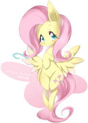 Size: 575x800 | Tagged: safe, artist:nabebuta, fluttershy, pegasus, pony, g4, cutie mark background, female, mare, smiling, solo