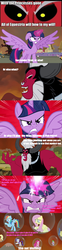 Size: 583x2363 | Tagged: safe, applejack, discord, fluttershy, lord tirek, pinkie pie, rainbow dash, rarity, spike, twilight sparkle, alicorn, pony, g4, 4kids, female, has twilight gone too far, mane seven, mane six, mare, meme, monkey d. luffy, nami, naruto abridged, one piece, pirate rap, roronoa zoro, tirek is doomed, tirek vs everyone meme, torture, twilight sparkle (alicorn)