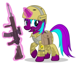 Size: 900x744 | Tagged: safe, artist:garrus17, oc, oc only, oc:starnight, pony, unicorn, clothes, command and conquer, crossover, female, global defense initiative, gun, helmet, mare, simple background, solo, tiberian sun, transparent background, uniform, vector, weapon