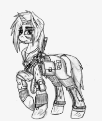 Size: 1058x1252 | Tagged: safe, artist:mach-volt, oc, oc only, oc:amber drop, pony, unicorn, fallout equestria, amber drop, post-apocalyptic, sketch, solo, tumblr