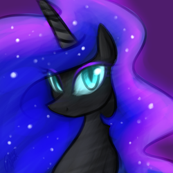 Size: 750x750 | Tagged: safe, artist:cosmalumi, nightmare moon, alicorn, pony, g4, smiling, solo