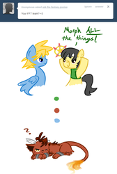 Size: 662x988 | Tagged: safe, artist:ask-the-fantasy-ponies, cloud strife, final fantasy, final fantasy vii, ponified, red xiii, yuffie kisaragi