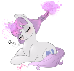 Size: 1400x1350 | Tagged: safe, artist:dragonfoxgirl, oc, oc only, pony, braid, braiding, music notes, simple background, solo, transparent background