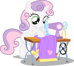 Size: 728x650 | Tagged: safe, artist:seahawk270, sweetie belle, pony, unicorn, g4, the show stoppers, bipedal, bipedal leaning, female, filly, foal, leaning, sewing machine, simple background, solo, transparent background, vector