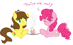 Size: 1280x800 | Tagged: safe, artist:ask-the-fantasy-ponies, pinkie pie, g4, crossover, final fantasy, final fantasy viii, ponified, selphie tilmitt, train