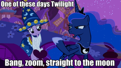 Size: 959x540 | Tagged: safe, edit, edited screencap, screencap, princess luna, twilight sparkle, g4, dialogue, image macro, meme, text, the honeymooners