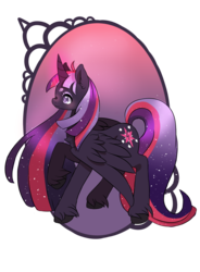 Size: 1024x1391 | Tagged: safe, artist:lana-jay, twilight sparkle, alicorn, pony, g4, blushing, female, mare, nightmare twilight, raised hoof, simple background, solo, spread wings, transparent background, twilight sparkle (alicorn), unshorn fetlocks