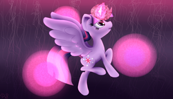 Size: 2100x1200 | Tagged: safe, artist:greenprotagonist, twilight sparkle, alicorn, pony, g4, female, magic, mare, solo, twilight sparkle (alicorn), wallpaper