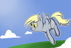 Size: 1341x913 | Tagged: safe, artist:ohmymarton, derpy hooves, pegasus, pony, g4, female, flying, mare, solo