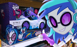 Size: 3086x1890 | Tagged: safe, artist:greenmachine987, dj pon-3, vinyl scratch, pony, unicorn, equestria girls, g4, rainbow rocks, approved, bassmobile, car, convertible, cutie mark, equestria girls in real life, female, glasses, headphones, hooves, horn, irl, mare, photo, ponied up, ponies in real life, smiling, solo, sunglasses, teeth, thumbs up, toy, vector
