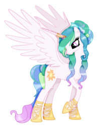 Size: 1085x1391 | Tagged: safe, artist:cloudilicious, princess celestia, pony, g4, alternate hairstyle, female, mare, simple background, solo, transparent background