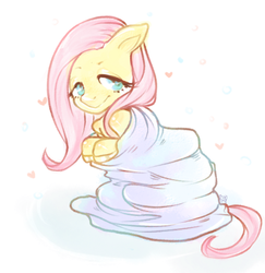 Size: 500x514 | Tagged: safe, artist:mewpsy, artist:rot, fluttershy, g4, blanket, cute, female, shyabetes, solo