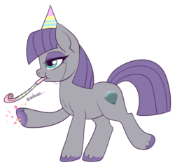 Size: 520x488 | Tagged: safe, artist:lulubell, maud pie, g4, female, hat, party hat, party horn, simple background, solo, transparent background