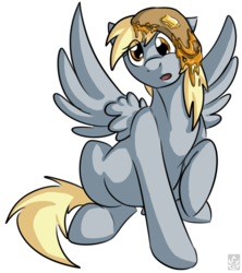 Size: 1497x1684 | Tagged: safe, artist:stormblaze-pegasus, derpy hooves, pegasus, pony, g4, female, mare, pancakes, raised hoof, simple background, sitting, solo, spread wings, transparent background