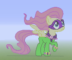 Size: 1228x1024 | Tagged: safe, fluttershy, saddle rager, g4, power ponies (episode), minecraft, minecraft pixel art, pixel art, power ponies