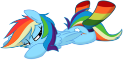 Size: 3299x1604 | Tagged: safe, artist:doctor-derpy, artist:grumblepluck, rainbow dash, pegasus, pony, g4, anatomically incorrect, bedroom eyes, clothes, female, incorrect leg anatomy, lying down, mare, prone, rainbow socks, simple background, socks, solo, striped socks, transparent background, vector