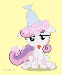 Size: 604x738 | Tagged: safe, artist:doctor-derpy, sweetie belle, pony, g4, one bad apple, cute, female, milkshake, solo, tongue out