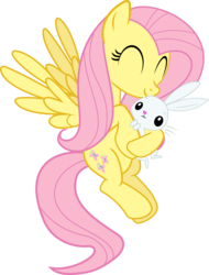 Size: 5313x7000 | Tagged: safe, artist:uxyd, angel bunny, fluttershy, pegasus, pony, g4, absurd resolution, duo, female, hug, simple background, transparent background