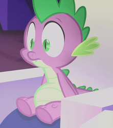 Size: 622x705 | Tagged: safe, screencap, spike, dragon, g4, my little pony: friendship is magic, the cutie map, cropped, frown, male, sitting, solo, throne, wide eyes