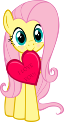 Size: 900x1709 | Tagged: safe, artist:comfydove, fluttershy, g4, cute, female, heart, hearts and hooves day, holding, looking at you, mouth hold, shyabetes, simple background, solo, transparent background, valentine's day, vector