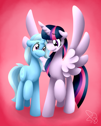 Size: 1600x2000 | Tagged: safe, artist:carolynmaples, trixie, twilight sparkle, alicorn, pony, g4, female, lesbian, mare, ship:twixie, shipping, twilight sparkle (alicorn)