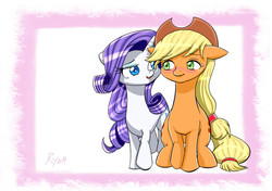 Size: 2000x1409 | Tagged: safe, artist:ryou14, applejack, rarity, g4, female, lesbian, ship:rarijack, shipping