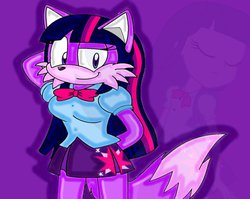 Size: 1001x797 | Tagged: safe, artist:sparklesthestarfox, twilight sparkle, fox, anthro, plantigrade anthro, equestria girls, g4, clothes, equestria girls outfit, female, solo, sonic the hedgehog (series), sonicified, species swap, twi-fox