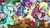 Size: 2400x1350 | Tagged: safe, artist:latecustomer, berry punch, berryshine, bon bon, derpy hooves, dj pon-3, lyra heartstrings, minuette, pinkie pie, sweetie drops, vinyl scratch, earth pony, pegasus, pony, unicorn, g4, adorabon, burger, chest fluff, cute, derpabetes, drink, eating, fluffy, food, french fries, hay burger, ketchup, lyrabetes, magic, messy eating, pickle, smiling, wallpaper