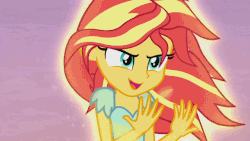 Size: 682x385 | Tagged: safe, screencap, sunset shimmer, equestria girls, my past is not today, rainbow rocks, animated, badass, debate in the comments, fiery shimmer, fiery wings, fire, fire hair, glowing, happy, it begins, mane of fire, singing, solo, sunset phoenix, transformation, youtube link