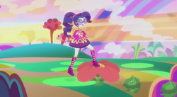 Size: 1267x695 | Tagged: safe, screencap, rarity, equestria girls, friendship through the ages, g4, female, sgt. rarity, solo, the beatles