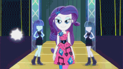 Size: 900x506 | Tagged: safe, screencap, rarity, equestria girls, g4, life is a runway, >:d, animated, evil grin, faic, female, gif, grin, hips, lidded eyes, looking at you, mannequin, sassy, smiling, smirk, strut, sway, swaying hips, walking