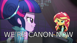 Size: 854x470 | Tagged: safe, edit, edited screencap, screencap, sunset shimmer, twilight sparkle, equestria girls, friendship through the ages, g4, bedroom eyes, female, image macro, lesbian, meme, musical instrument, piano, ship:sunsetsparkle, shipping