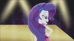 Size: 642x360 | Tagged: safe, screencap, bon bon, curly winds, drama letter, flash sentry, rarity, some blue guy, sweetie drops, tennis match, watermelody, equestria girls, g4, life is a runway, animated, clothes, female, hand on hip, male