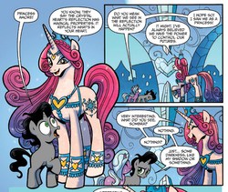 Size: 928x785 | Tagged: safe, idw, official comic, king sombra, princess amore, radiant hope, pony, unicorn, g4, spoiler:comic, spoiler:comicfiendshipismagic1, colt, colt sombra, cursor, female, filly, gradient mane, male, mare