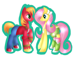 Size: 4800x3800 | Tagged: safe, artist:papaii123, big macintosh, fluttershy, earth pony, pony, g4, clothes, equestria girls outfit, male, ship:fluttermac, shipping, simple background, stallion, straight, transparent background