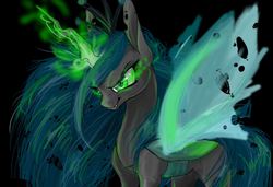 Size: 956x653 | Tagged: dead source, safe, artist:iloveponi, queen chrysalis, changeling, changeling queen, g4, female, magic, solo