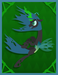 Size: 4274x5487 | Tagged: safe, artist:zacatron94, queen chrysalis, changeling, changeling queen, g4, absurd resolution, crown, female, glowing, glowing horn, horn, jewelry, regalia, solo