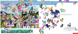 Size: 1897x851 | Tagged: safe, ahuizotl, allie way, apple bloom, applejack, berry punch, berryshine, big macintosh, blossomforth, bulk biceps, carrot cake, cerberus (g4), cheerilee, cup cake, daring do, derpy hooves, diamond tiara, doctor whooves, fancypants, featherweight, flam, fleur-de-lis, flim, fluttershy, granny smith, iron will, lyra heartstrings, mayor mare, minuette, octavia melody, opalescence, pinkie pie, princess celestia, princess luna, queen chrysalis, rainbow dash, rarity, rumble, scootaloo, screwball, shining armor, snails, snips, spike, sweetie belle, time turner, twilight sparkle, cerberus, changeling, pegasus, pony, g4, desktop ponies, female, hub logo, mane seven, mane six, mare, meta, multiple heads, three heads