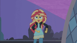 Size: 853x474 | Tagged: safe, screencap, sunset shimmer, equestria girls, g4, my past is not today, animated, female, solo, the coats are off