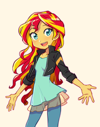 Size: 616x777 | Tagged: dead source, safe, artist:baekgup, sunset shimmer, equestria girls, g4, my past is not today, rainbow rocks, clothes, cute, female, looking at you, open mouth, simple background, solo, white background