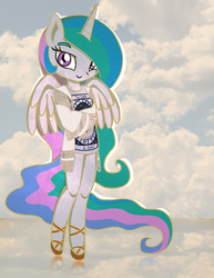 Size: 1280x1656 | Tagged: safe, artist:flutterluv, princess celestia, anthro, g4, female, high heels, solo