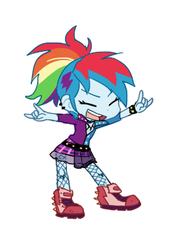 Size: 300x400 | Tagged: safe, artist:baekgup, rainbow dash, equestria girls, friendship through the ages, g4, my little pony equestria girls: rainbow rocks, chibi, devil horn (gesture), female, rainbow punk, solo