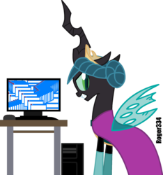 Size: 1402x1497 | Tagged: safe, artist:roger334, queen chrysalis, g4, crossover, elsa, female, frozen (movie), parody, simple background, solo, transparent background, vector, windows xp