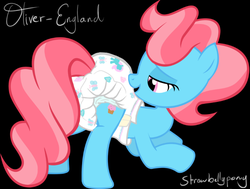 Size: 759x575 | Tagged: safe, artist:oliver-england, artist:strawbellypony, cup cake, g4, diaper, female, milf, non-baby in diaper, poofy diaper, solo, story included